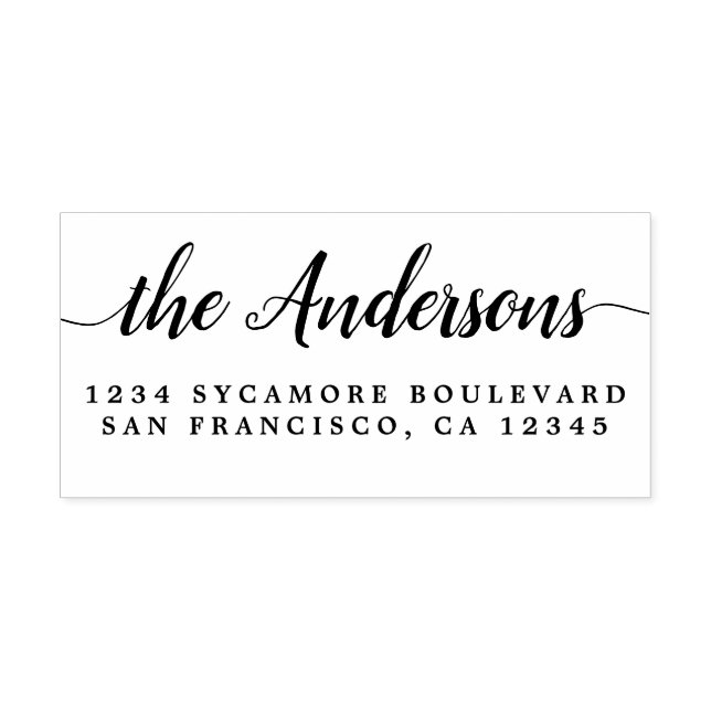 Carimbo De Borracha Endereço de devolução do nome da família de caligr (Impressão)