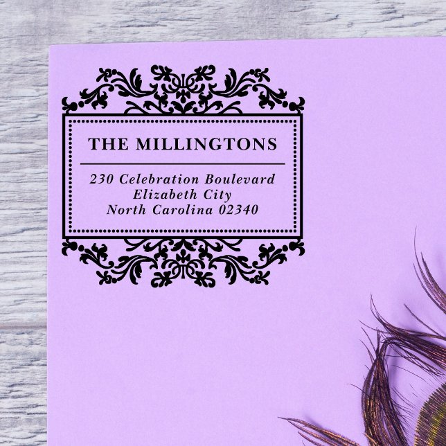 Carimbo De Borracha Endereço de devolução do Nome da Família de Quadro (Criador carregado)