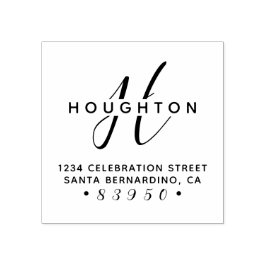 Carimbo De Borracha Endereço de devolução do nome da família de script