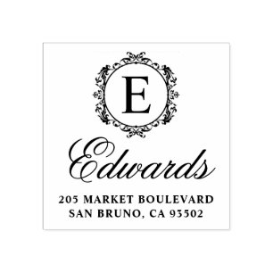 Carimbo De Borracha Endereço de devolução do nome da família de script