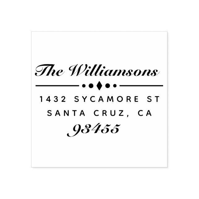 Carimbo De Borracha Endereço de Devolução do Nome da Família de Script (Impressão)