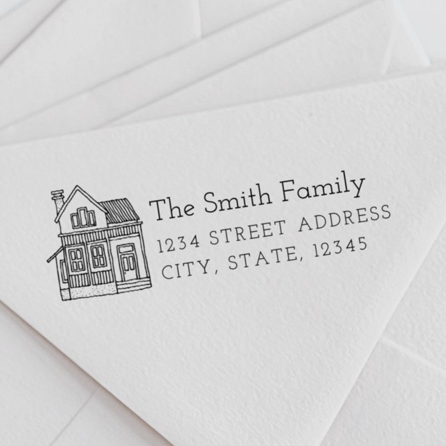 Carimbo De Borracha Endereço de devolução do nome da família do Retrat (Criador carregado)