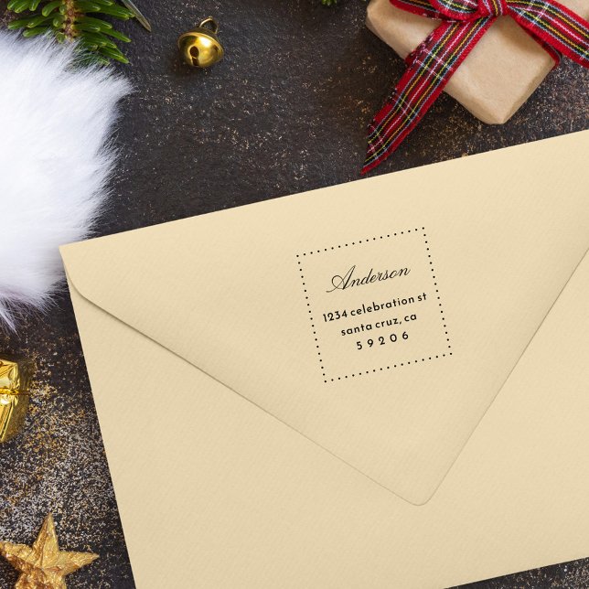 Carimbo De Borracha Endereço de Devolução do Nome da Família do Script (Criador carregado)