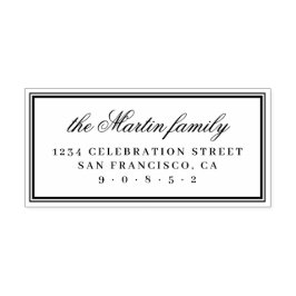 Carimbo De Borracha Endereço de devolução do nome da família Elegante 