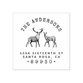 Carimbo De Borracha Endereço de devolução do nome da família Rustic Bu