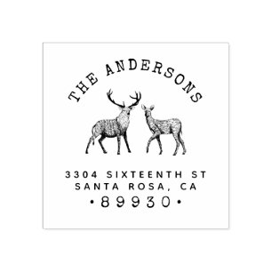 Carimbo De Borracha Endereço de devolução do nome da família Rustic Bu