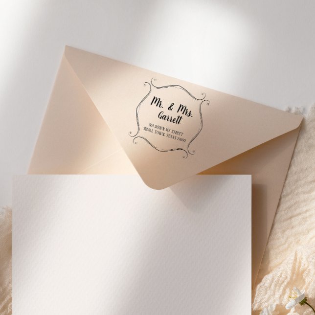 Carimbo De Borracha Endereço de devolução do nome da família Scroll Si (Criador carregado)