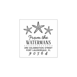 Carimbo De Borracha Endereço de devolução do nome da família Starfish 