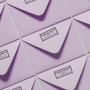 Carimbo De Borracha Endereço de devolução do quadro Wavy Negrito