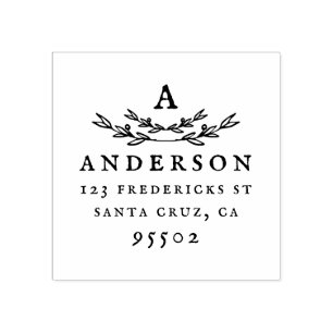 Carimbo De Borracha Endereço de devolução do Sobrenome do Monograma