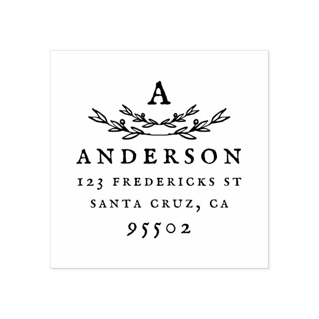 Carimbo De Borracha Endereço de devolução do Sobrenome Monograma perso (Impressão)