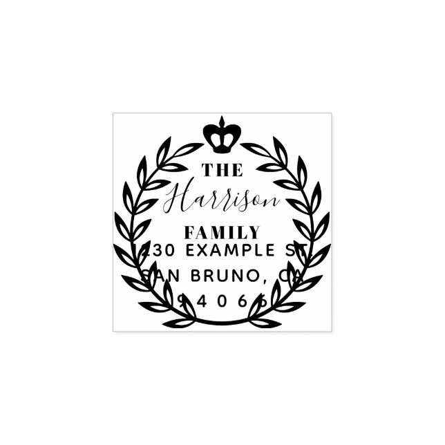 Carimbo De Borracha Endereço de devolução do Wreath & Crown Family Nam (Impressão)
