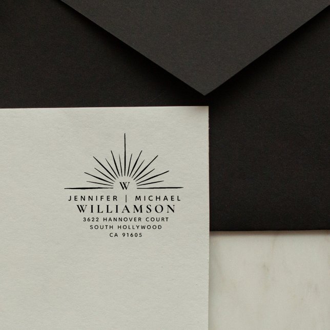 Carimbo De Borracha Endereço de Devolução Elegante do Casal Casado Mod (Criador carregado)