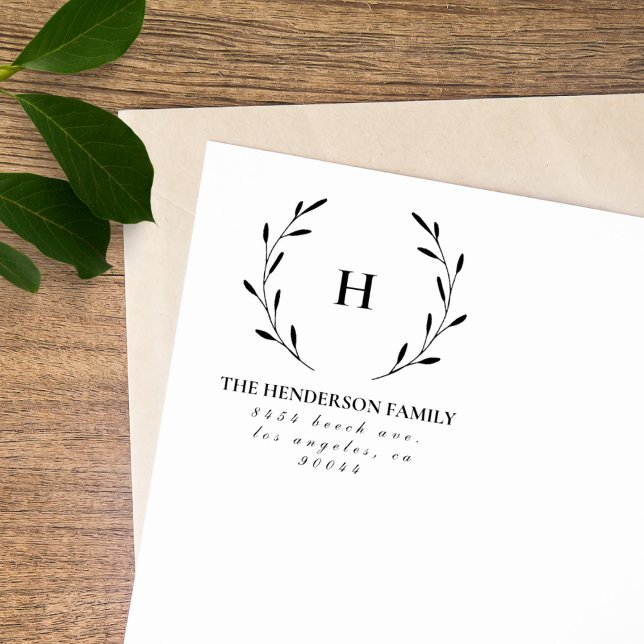 Carimbo De Borracha Endereço de devolução elegante do monograma da fam (Criador carregado)