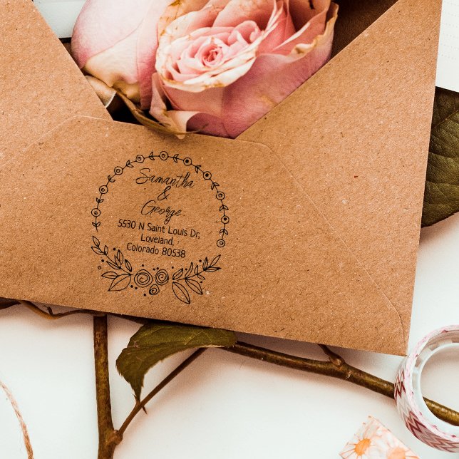 Carimbo De Borracha Endereço de Devolução Floral Elegante (Criador carregado)