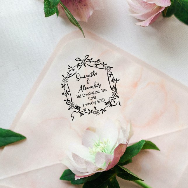 Carimbo De Borracha Endereço de Devolução Floral Elegante (Criador carregado)
