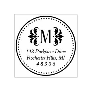 Carimbo De Borracha Endereço de devolução inicial do Monograma do D