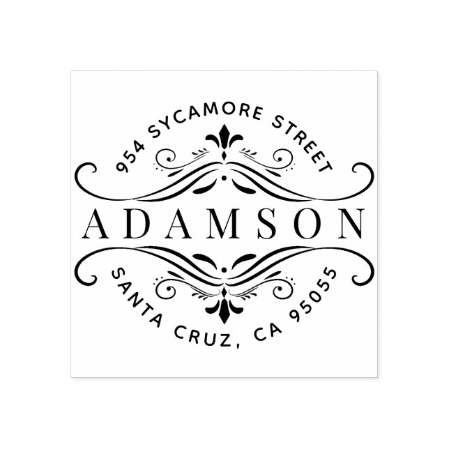 Carimbo De Borracha Endereço de Devolução Moderna do Nome da Família C (Impressão)