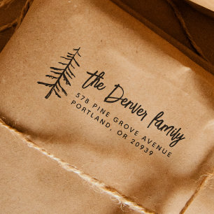 Carimbo De Borracha Endereço de Devolução Moderna Rustic Tree do Boho 