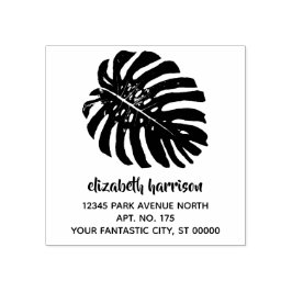 Carimbo De Borracha Endereço de devolução monstera Tropical Simples