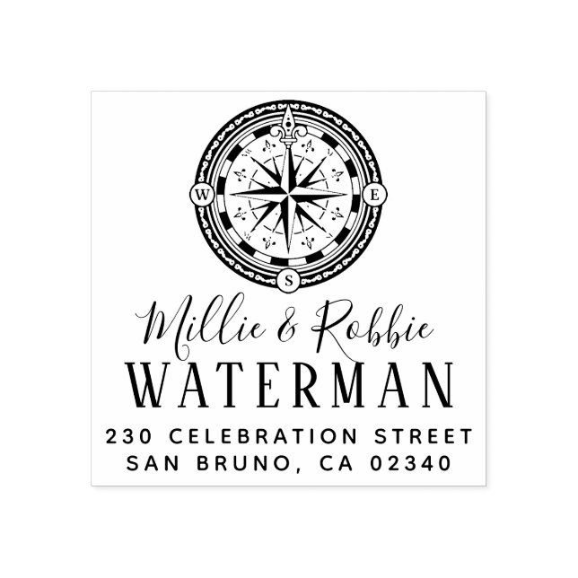 Carimbo De Borracha Endereço de devolução náutica de ponte costeira (Impressão)