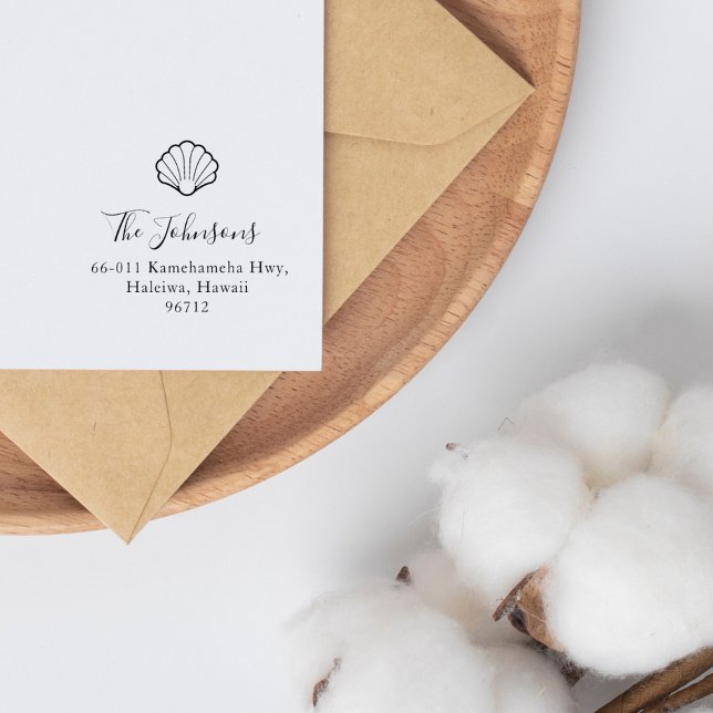 Carimbo De Borracha Endereço de devolução náutica do Shell Scallop Ele (Criador carregado)