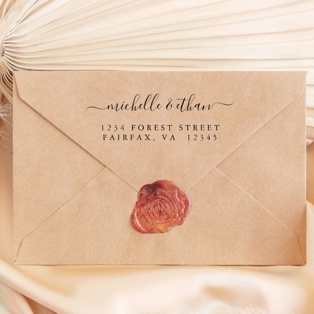 Carimbo De Borracha Endereço de devolução para caligrafia elegante (Criador carregado)