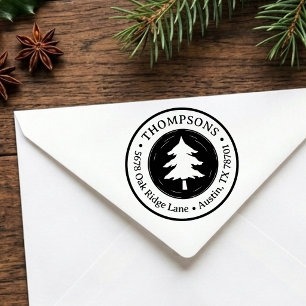 Carimbo De Borracha Endereço de Devolução Personalizado Árvore de Pinh