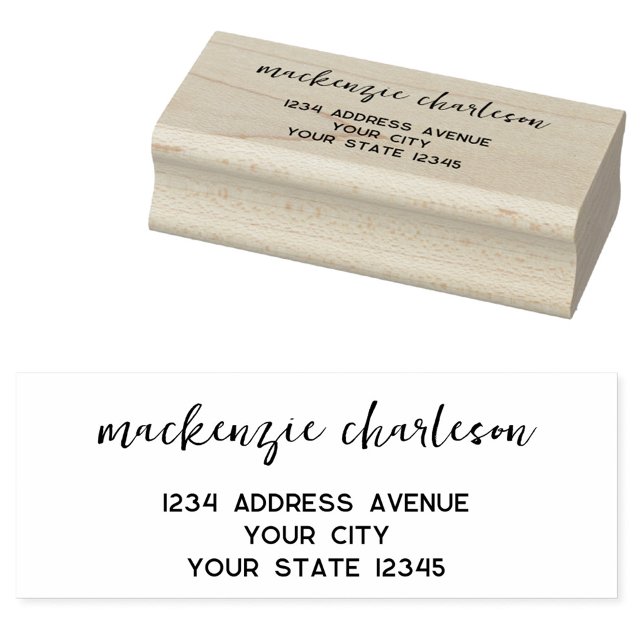 Carimbo De Borracha Endereço de Devolução Personalizado com Letra Mode (Simple modern minimalist script personalized rubber stamp return address)
