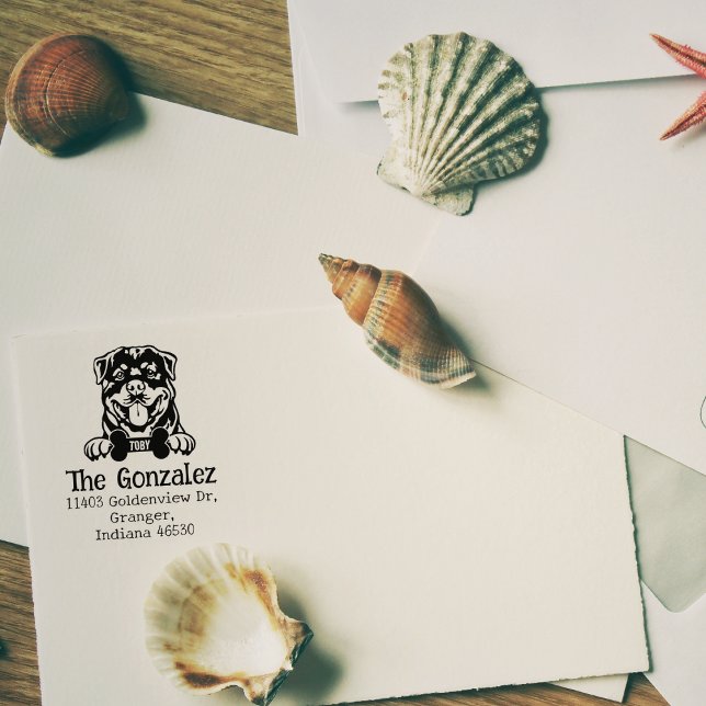 Carimbo De Borracha Endereço de devolução personalizado do cão Rotweil (Criador carregado)