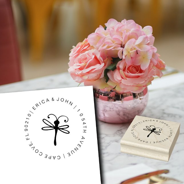 Carimbo De Borracha Endereço de devolução personalizado do Dragonfly (Criador carregado)