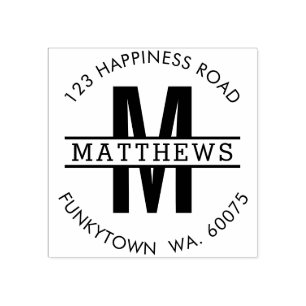 Carimbo De Borracha ENDEREÇO DE DEVOLUÇÃO PERSONALIZADO MONograma ousa