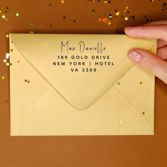 Carimbo De Borracha Endereço de devolução profissional moderno e simpl (Criador carregado)