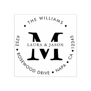 Carimbo De Borracha Endereço de devolução redonda com nome personaliza