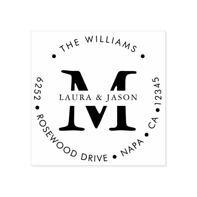 Carimbo De Borracha Endereço de devolução redonda com nome personaliza (Impressão)