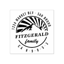 Carimbo De Borracha Endereço de devolução Retro Montanha em Negrito