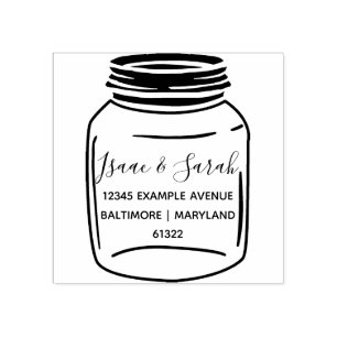 Carimbo De Borracha Endereço de Devolução Rustic Mason Jar Personalizá
