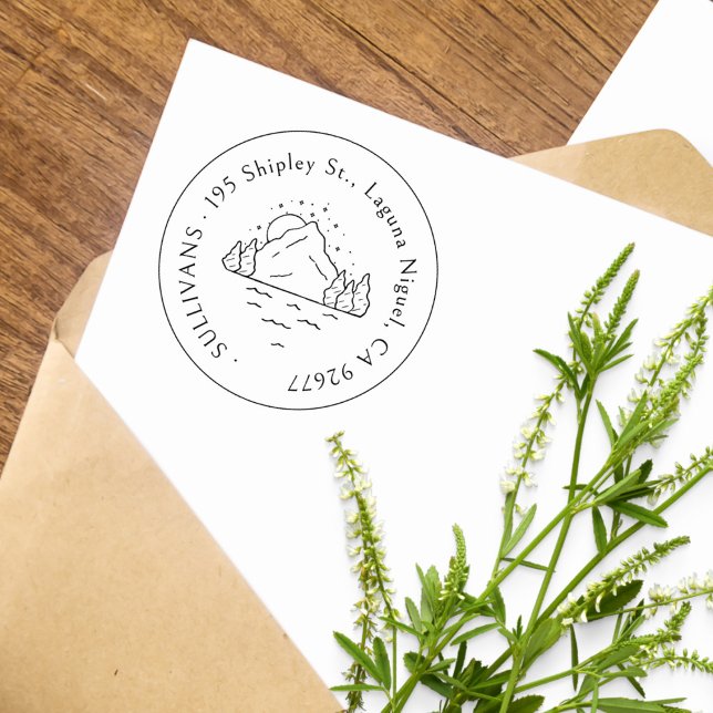 Carimbo De Borracha Endereço de Devolução Simples da Cena Montanha des (Criador carregado)