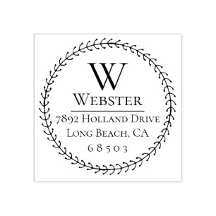 Carimbo De Borracha Endereço de devolução simples por wreath