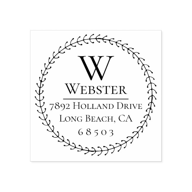 Carimbo De Borracha Endereço de devolução simples por wreath (Impressão)