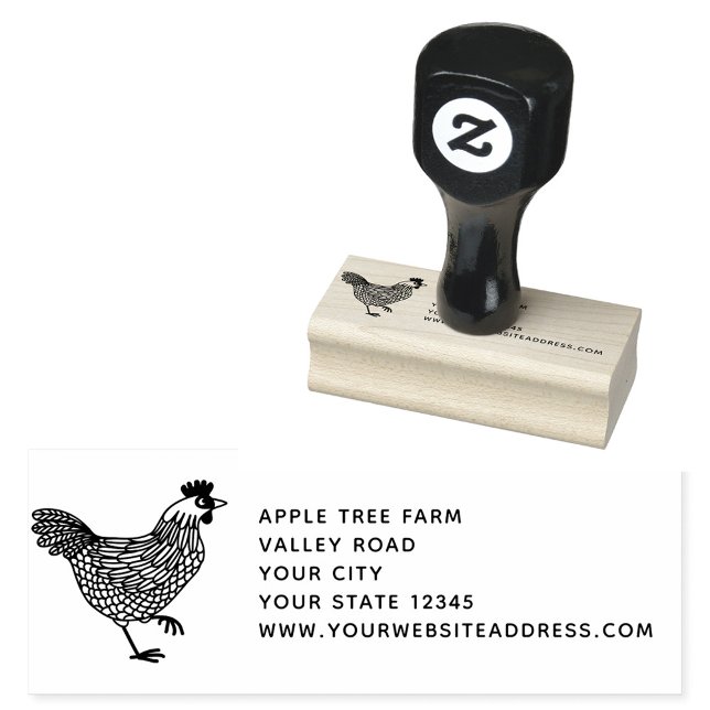 Carimbo De Borracha Endereço de Fazenda de Galinha (Chicken hen poultry egg farm personalized rubber stamp)