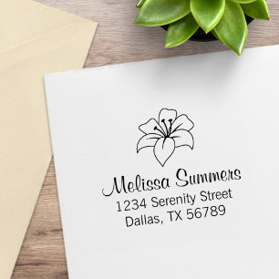 Carimbo De Borracha Endereço de Flor de Lily Exótica