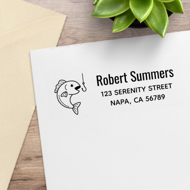 Carimbo De Borracha Endereço de Mordida de Peixe no Gancho de Pesca (Criador carregado)