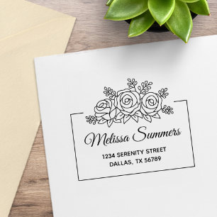 Carimbo De Borracha Endereço de quadro do Buquê Flores de Rosa para El