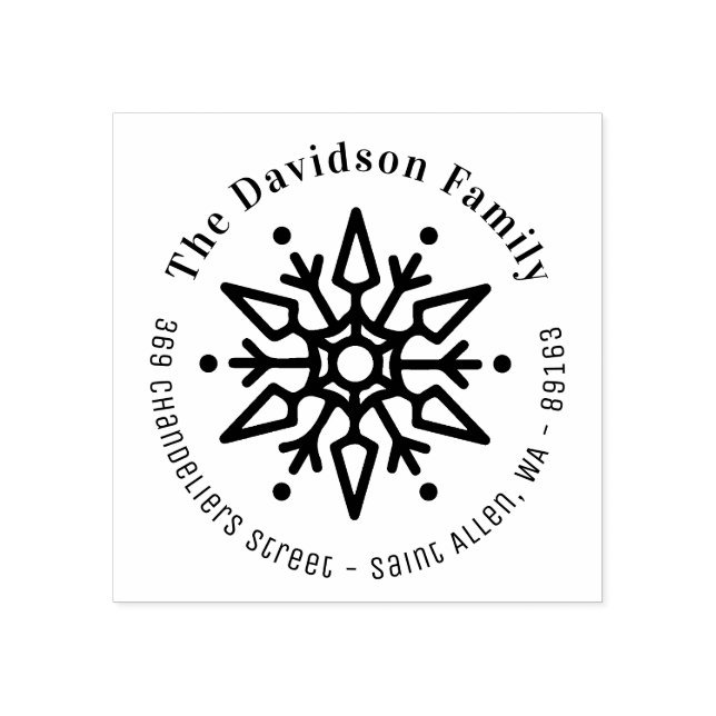 Carimbo De Borracha Endereço de Regresso Moderno do Floco de Neve de N (Impressão)