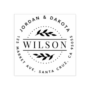 Carimbo De Borracha Endereço de Retorno Botânico do Sobrenome da Famíl