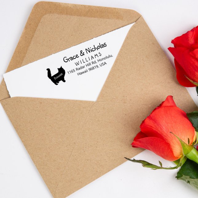 Carimbo De Borracha Endereço de retorno, Casal com um gato, (Criador carregado)