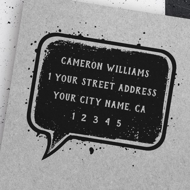 Carimbo De Borracha Endereço de retorno da bolha de fala (Speech bubble return address rubber stamp)
