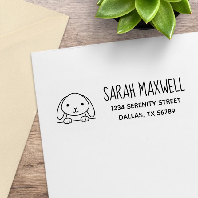 Carimbo De Borracha Endereço de Retorno de Coelho Bonito (Criador carregado)