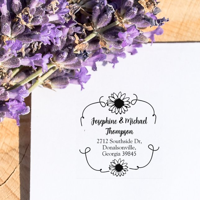 Carimbo De Borracha Endereço de retorno de margarida moderna (Criador carregado)